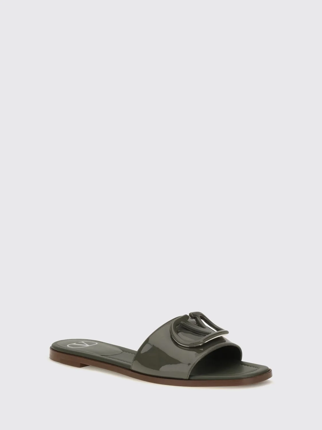 VALENTINO GARAVANI 36 vlogo signature patent leather low heel slide sandals