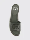 vlogo signature patent leather low heel slide sandals