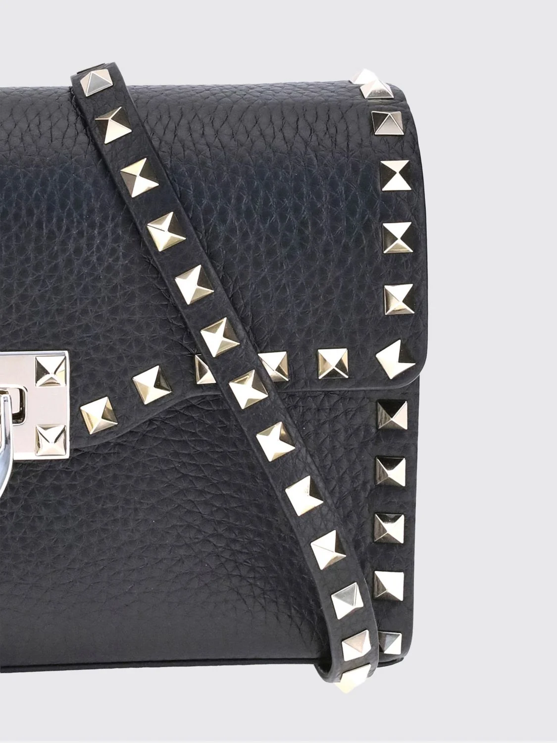 rockstud grained calfskin crossbody bag