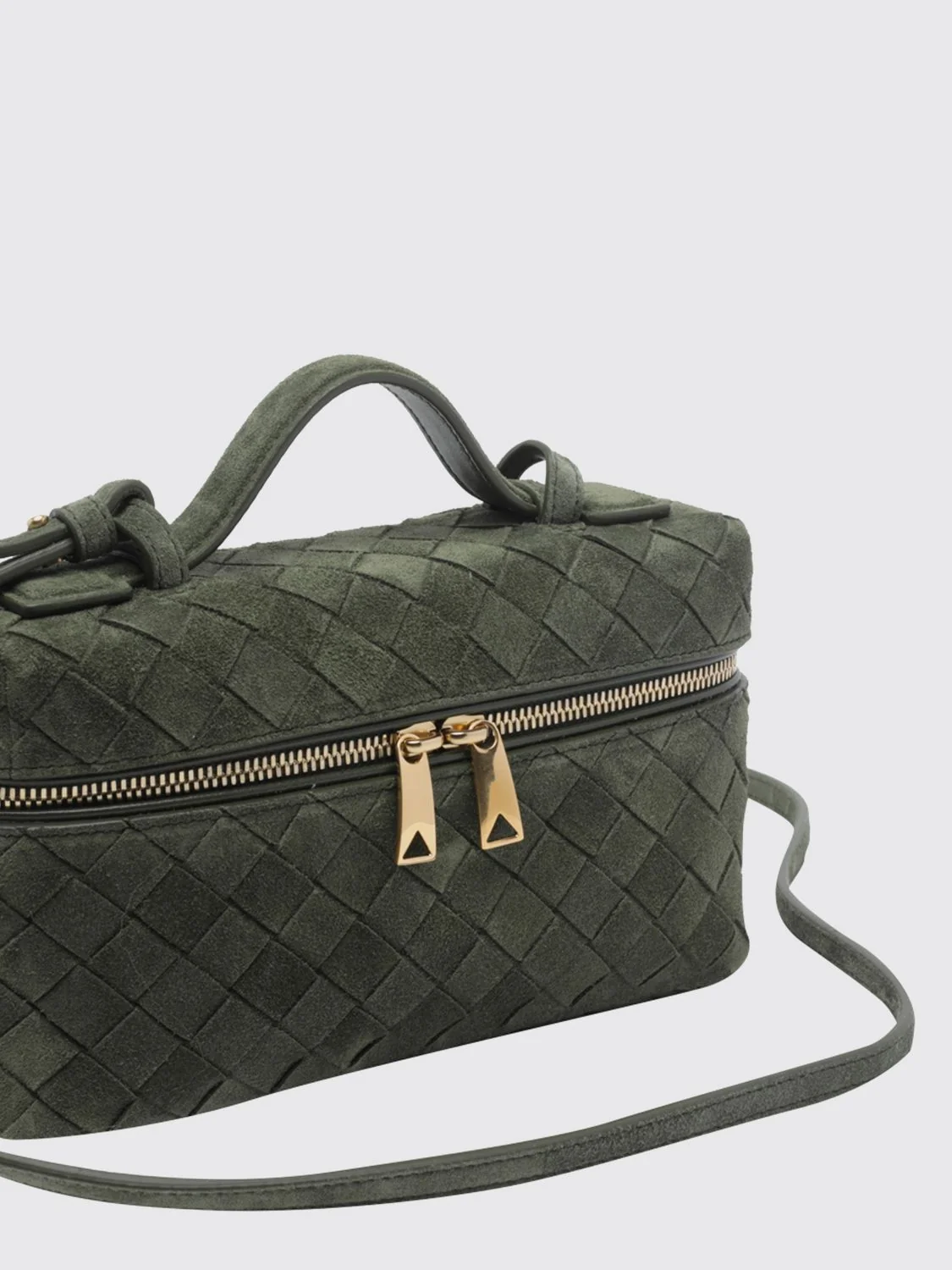 bang bang intrecciato suede leather mini bag