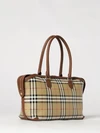 vintage check canvas shoulder bag with double handle and charm