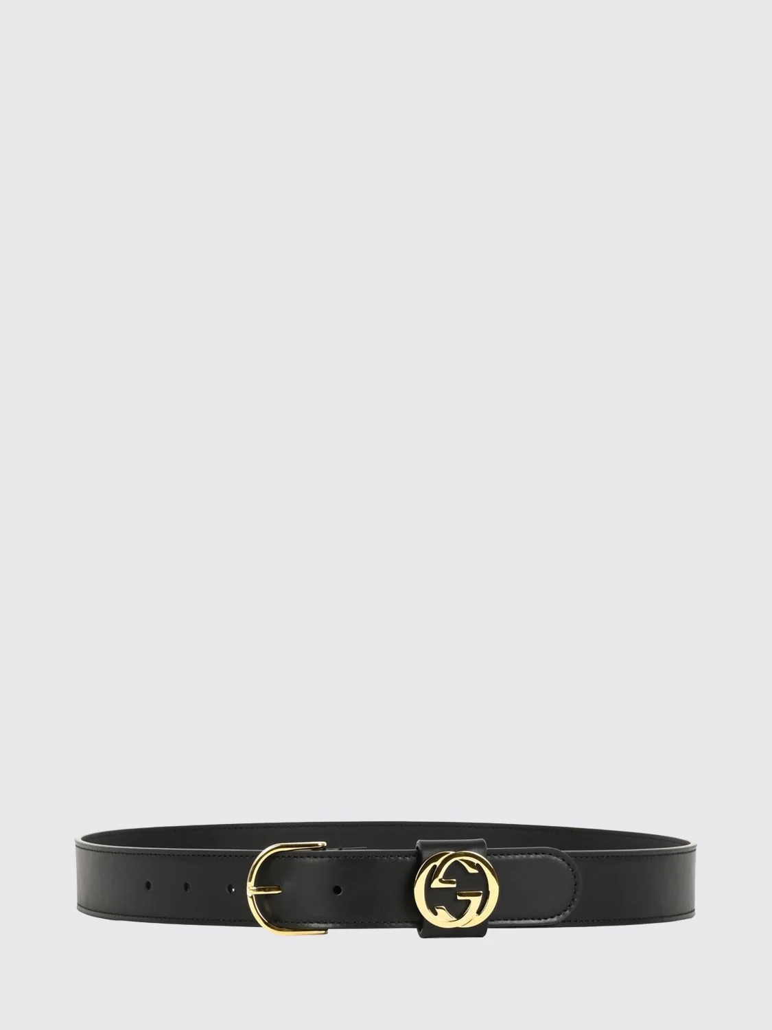 smooth calfskin leather belt with metal gg monogram buckle