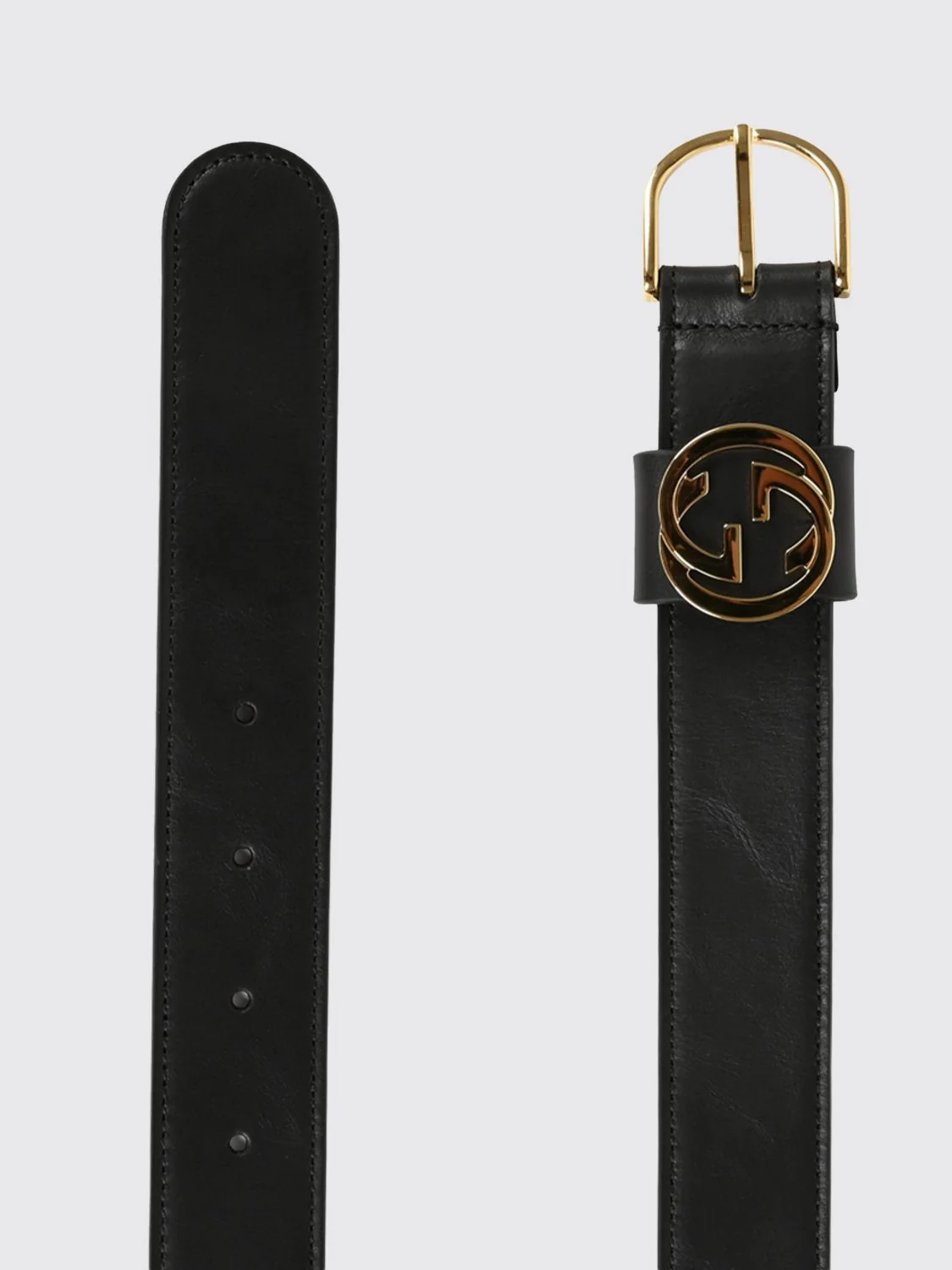 GUCCI 75 smooth calfskin leather belt with metal gg monogram buckle
