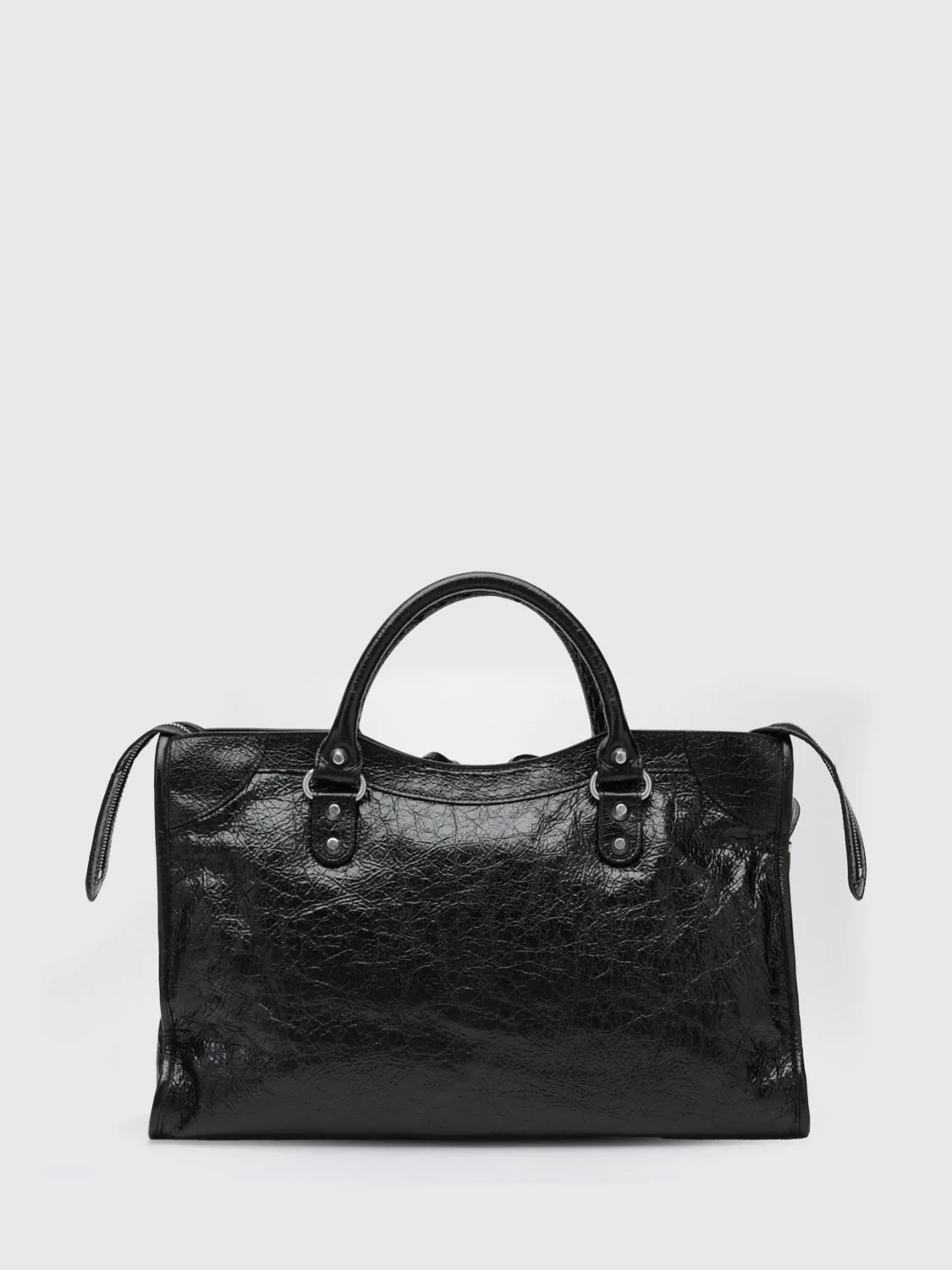 BALENCIAGA OS medium le city handbag in arena lambskin with studs