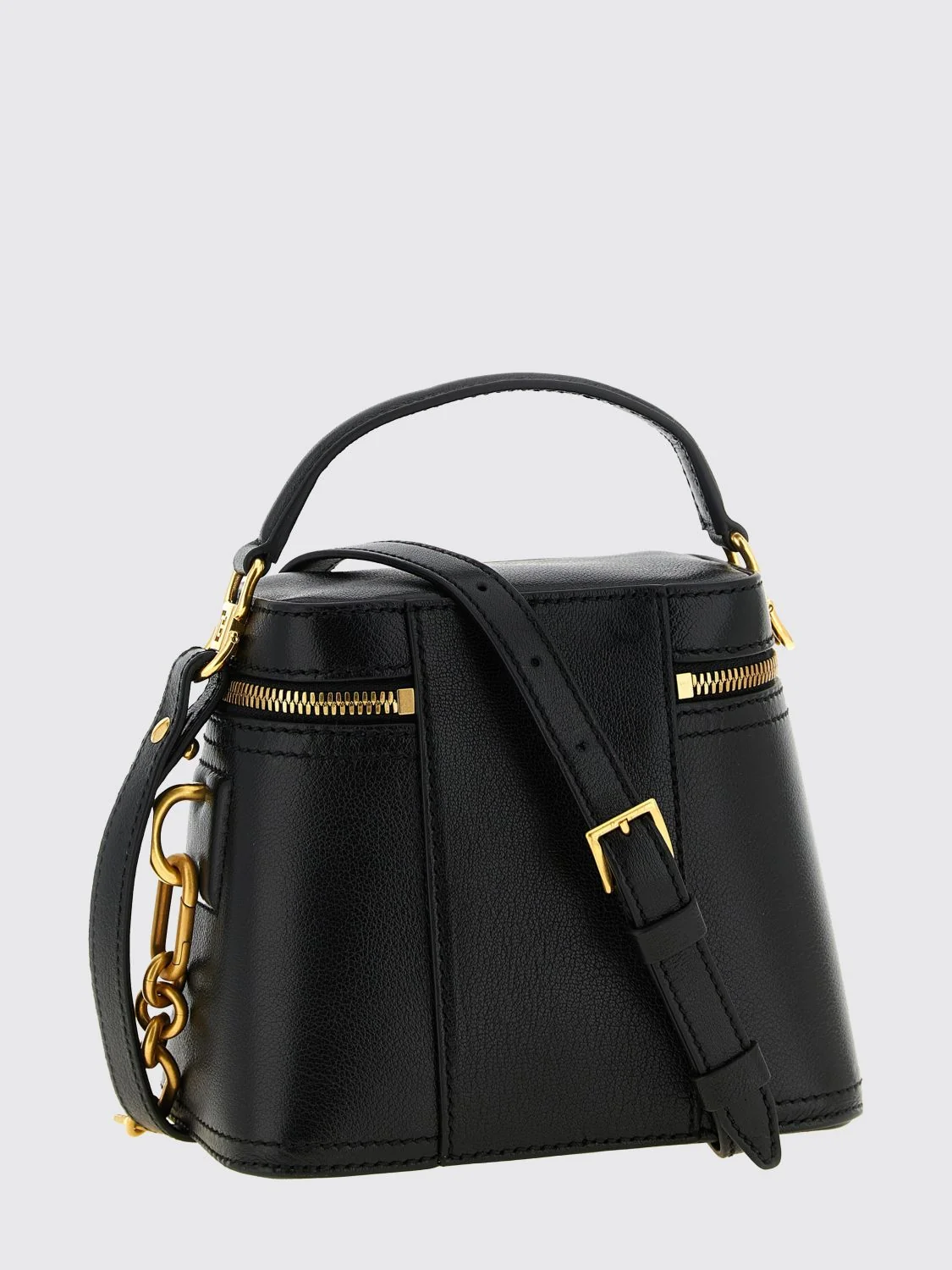 mini calfskin leather handbag with embroidered pb monogram