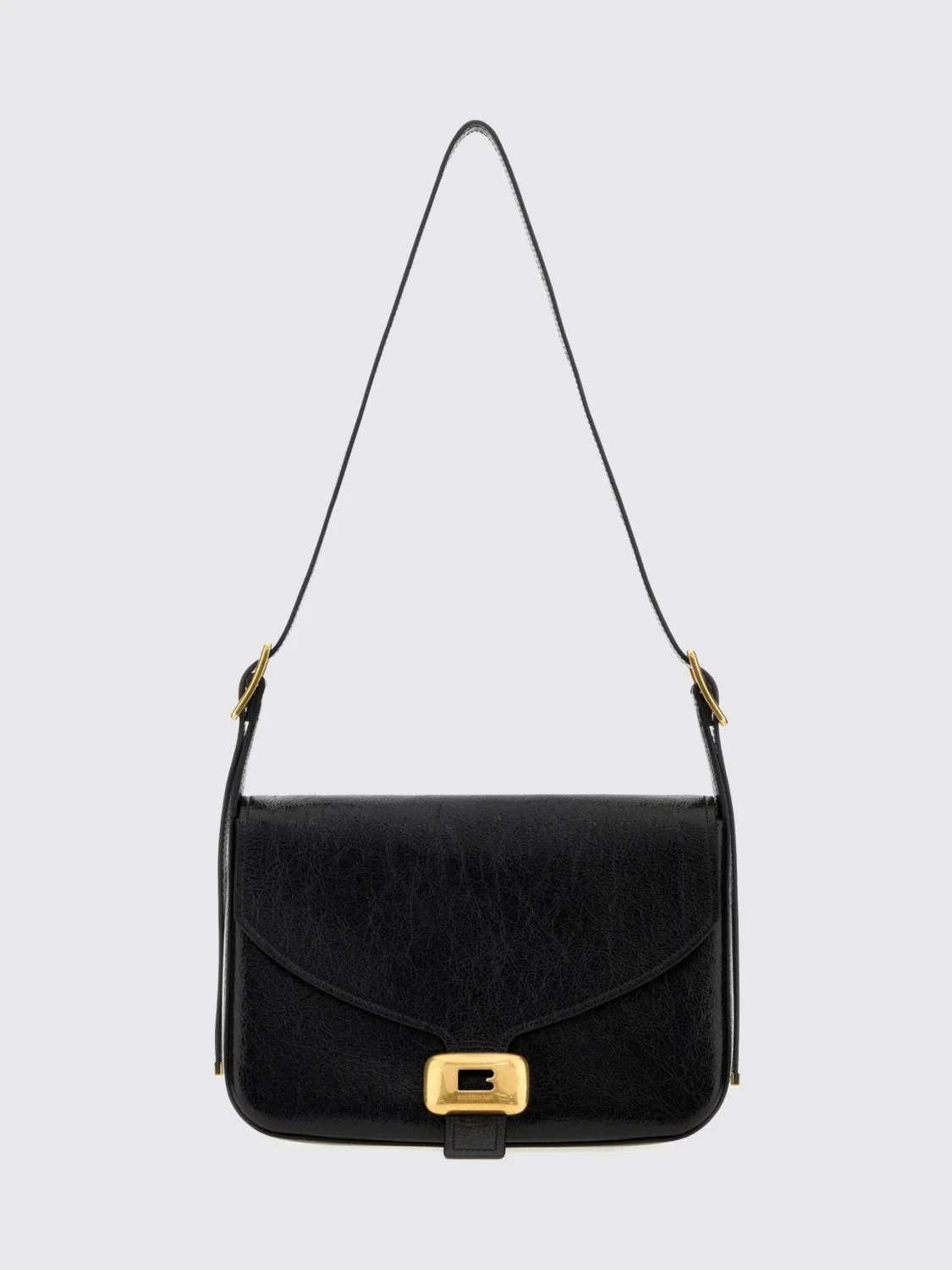 BALENCIAGA OS arena lambskin shoulder bag with flap and adjustable handle