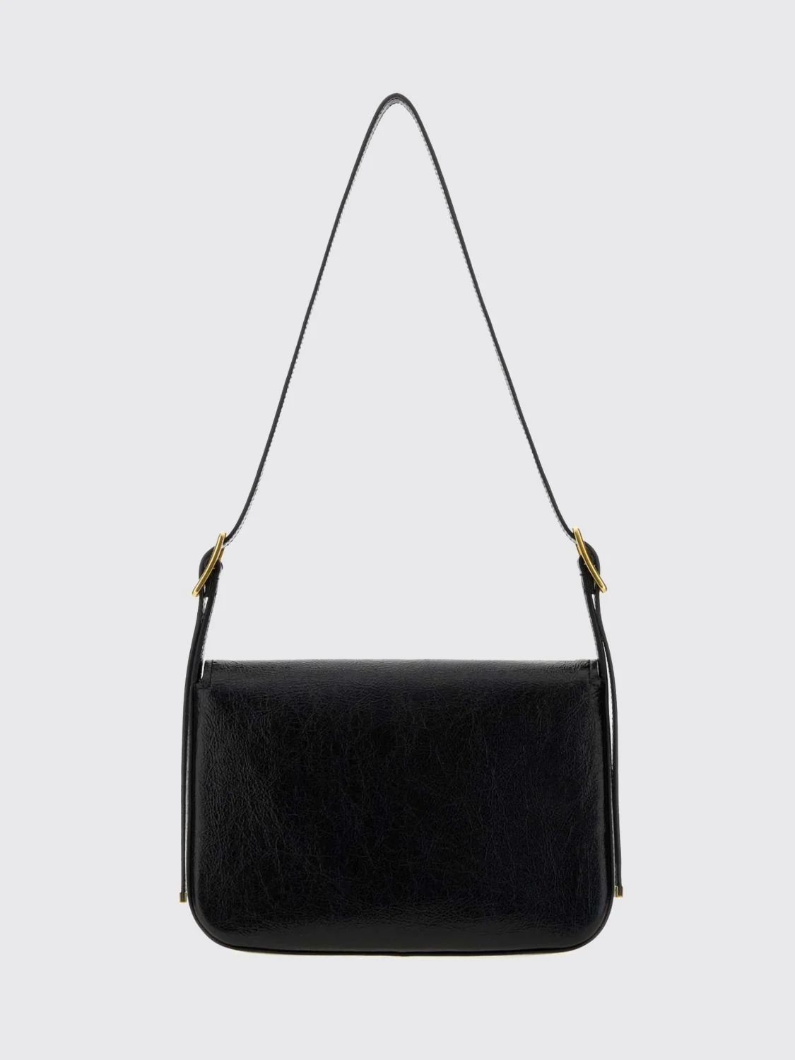 BALENCIAGA OS arena lambskin shoulder bag with flap and adjustable handle