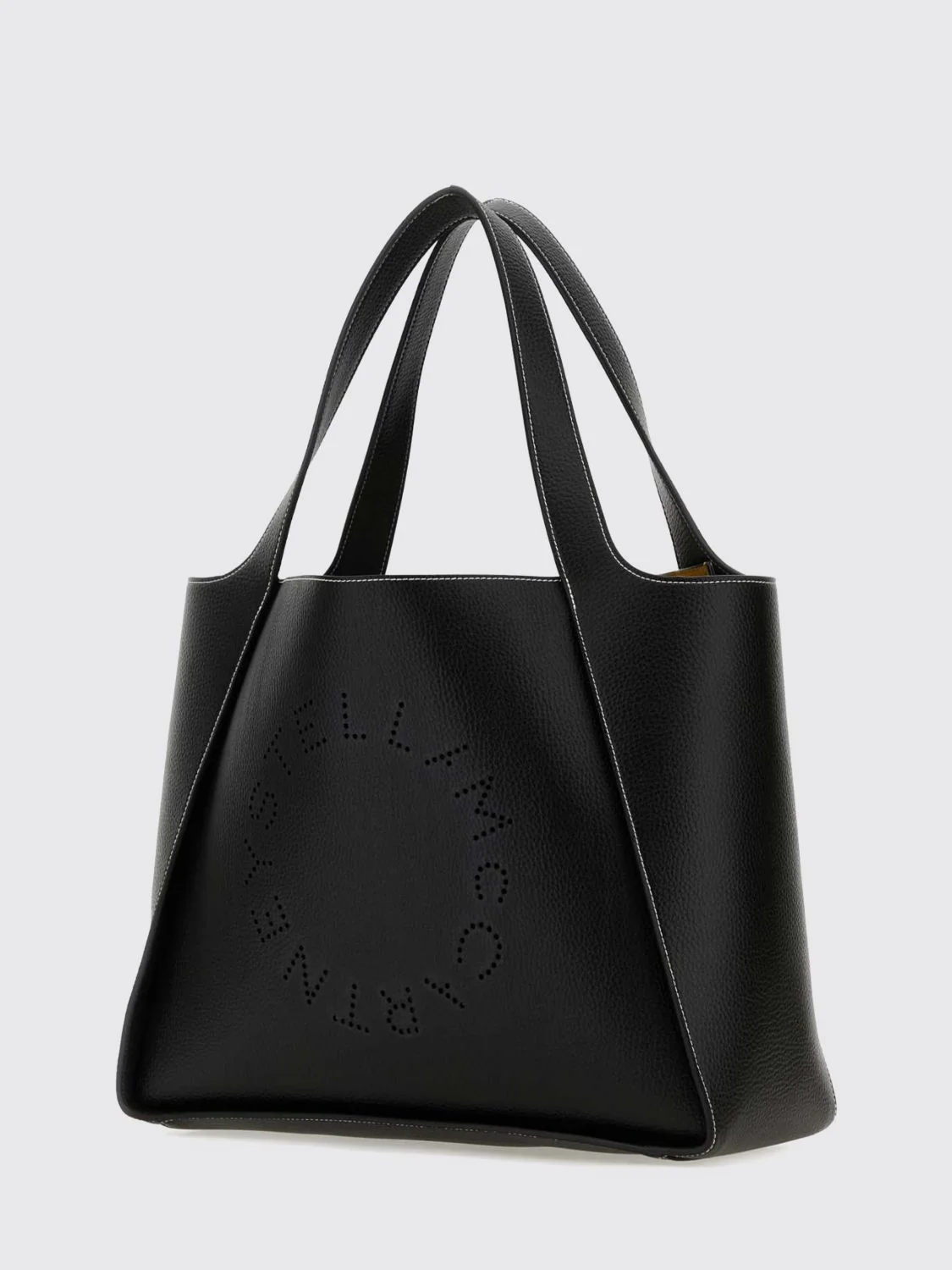 large synthetic leather shoulder bag with perforated logo