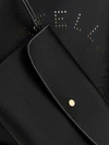 large synthetic leather shoulder bag with perforated logo