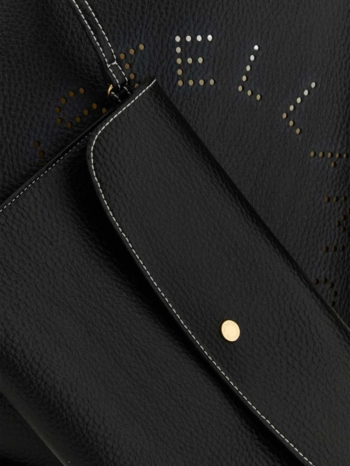 large synthetic leather shoulder bag with perforated logo