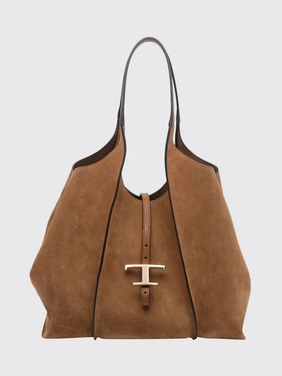 t timeless suede calf leather shopping bag with double handle