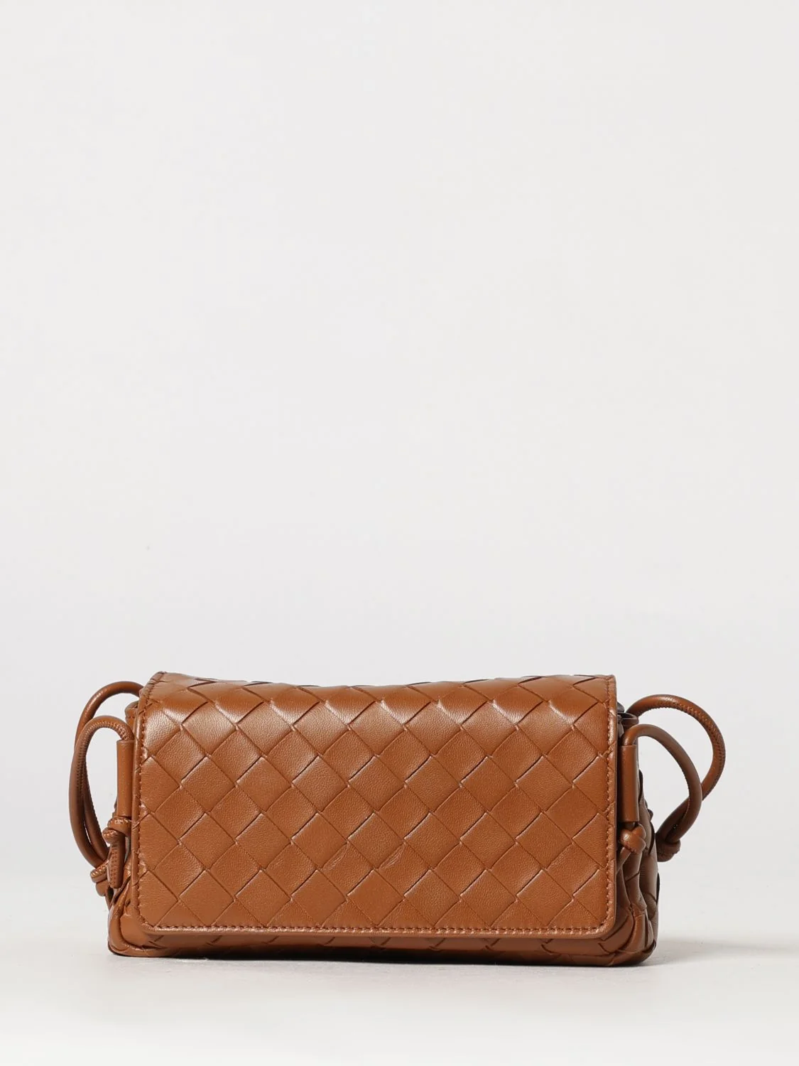 BOTTEGA VENETA OS notturno woven leather shoulder bag with knotted strap