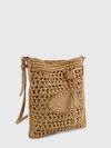 mini crochet raffia bucket bag with leather details