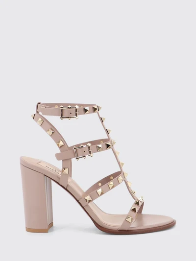 rockstud t-strap high-heeled sandals in leather