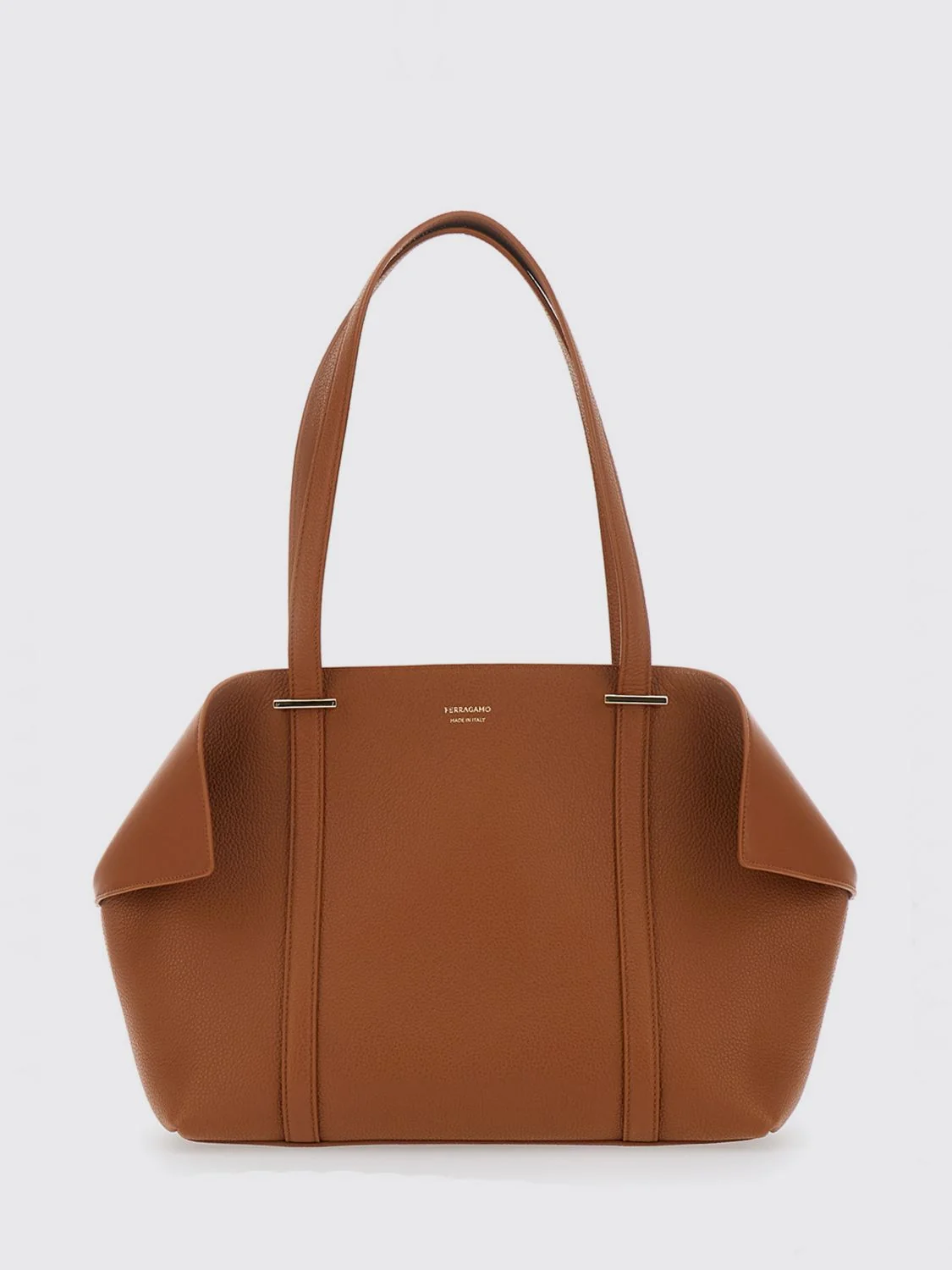 double handle calfskin leather shoulder bag