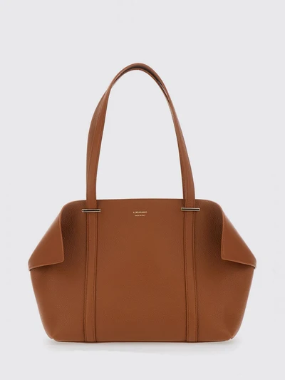 double handle calfskin leather shoulder bag