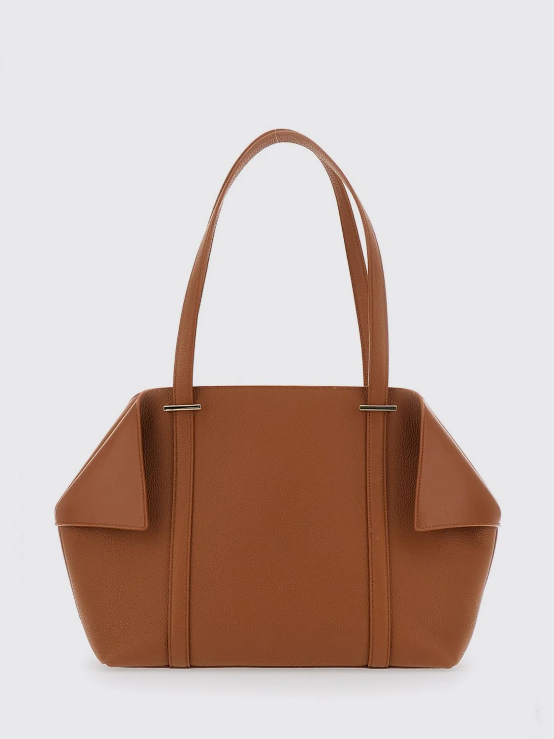double handle calfskin leather shoulder bag
