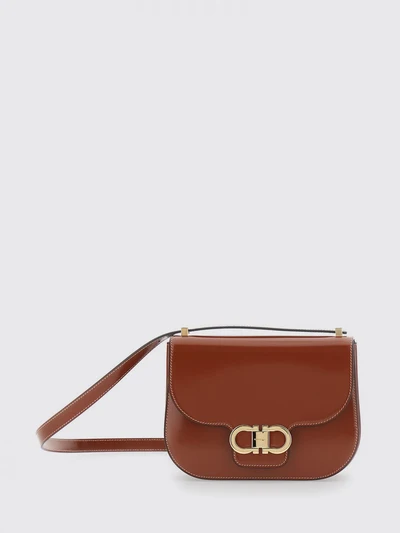 north-south double gancini mini crossbody bag in calfskin