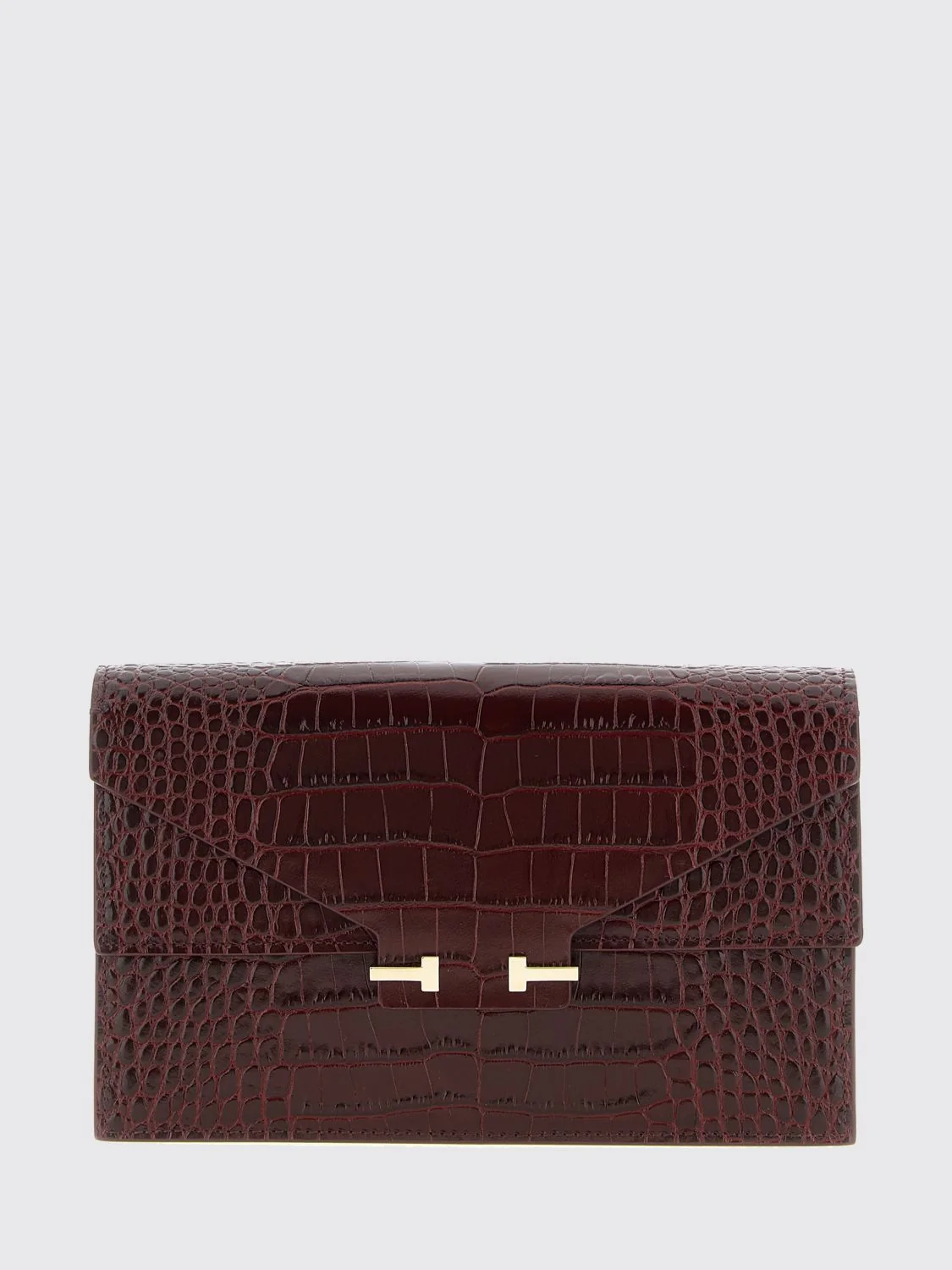 TOM FORD OS small croc-effect calfskin leather crossbody bag with logo