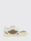 re-web sneakers in leather with gg jacquard fabric inserts