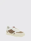 re-web sneakers in leather with gg jacquard fabric inserts