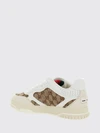 re-web sneakers in leather with gg jacquard fabric inserts