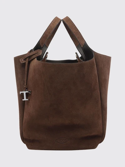 suede calfskin leather bucket bag with double handle and charm