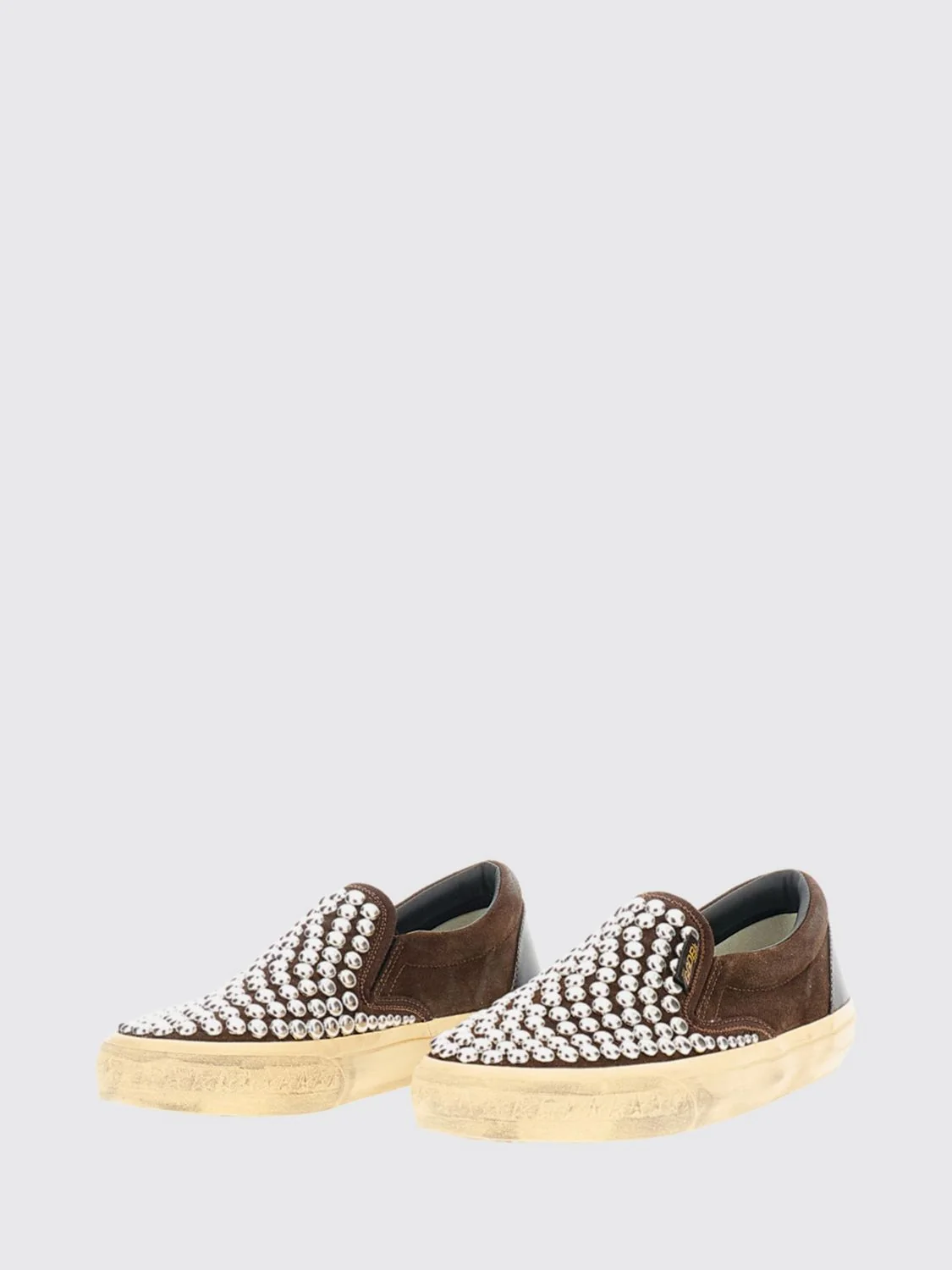 penstar slip-on suede sneakers with studs and distressed effect