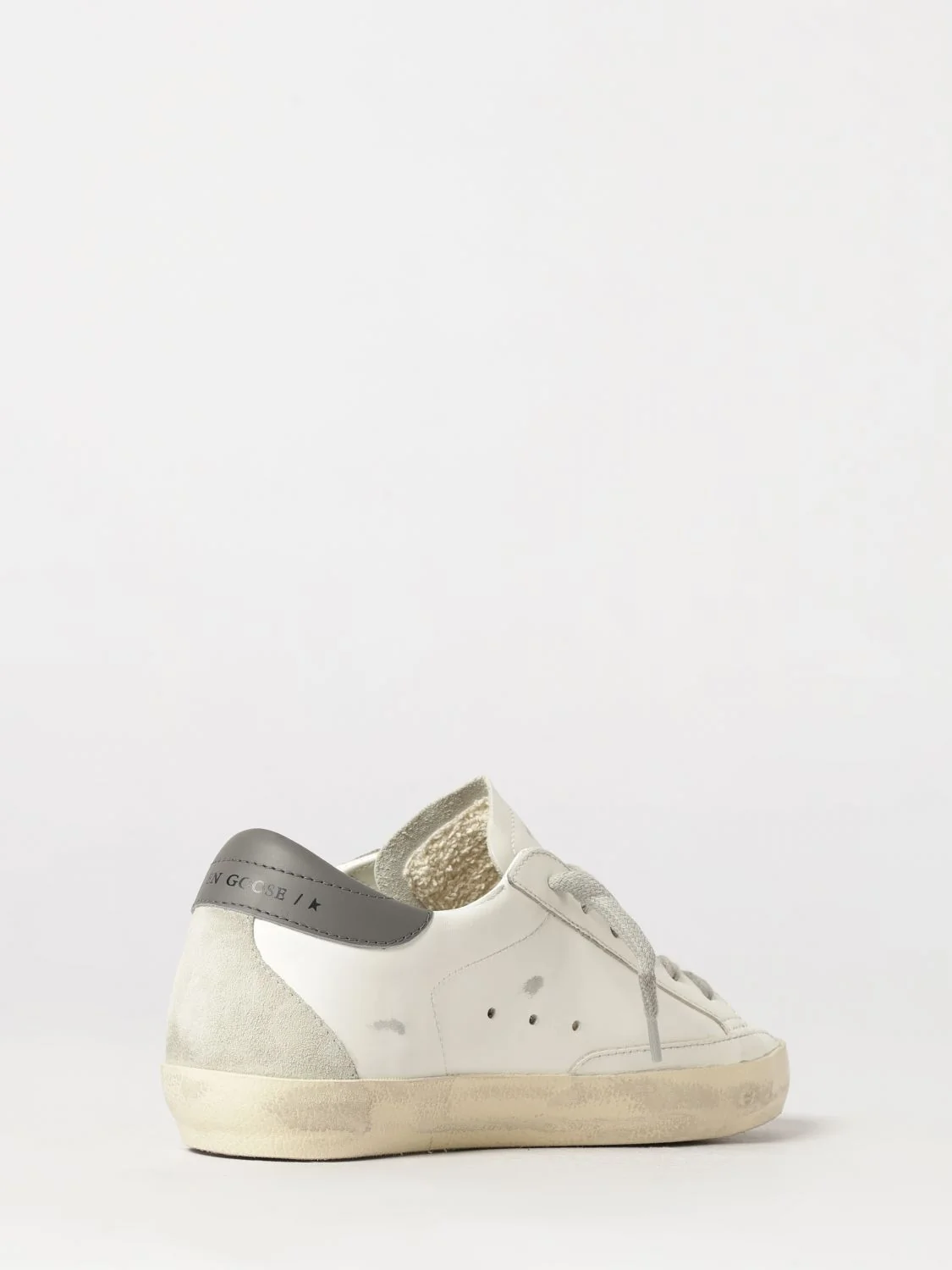 super-star trainers in cowhide leather with a distressed effect