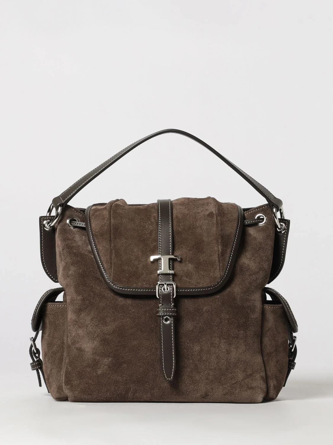 suede calfskin backpack with t timeless logo