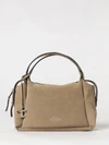 suede calfskin handbag with logo charm