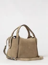 suede calfskin handbag with logo charm