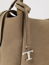 suede calfskin handbag with logo charm