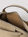 suede calfskin handbag with logo charm