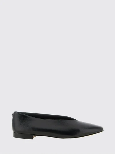 margot smooth leather ballerina flats with rear monogram