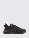 flow low-top leather and fabric sneakers with ff monogram and side zip