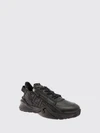 flow low-top leather and fabric sneakers with ff monogram and side zip