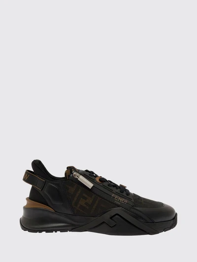 flow low-top technical fabric sneakers with ff monogram and side zip