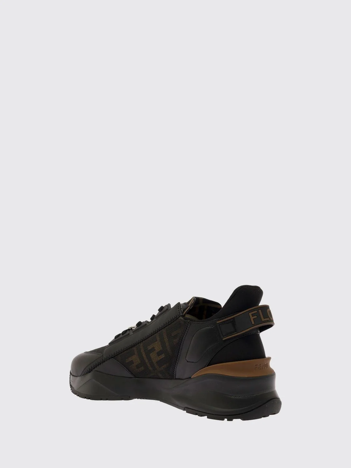 flow low-top technical fabric sneakers with ff monogram and side zip