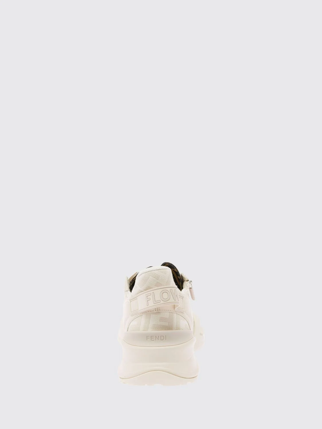 flow low-top leather and fabric sneakers with jacquard ff monogram
