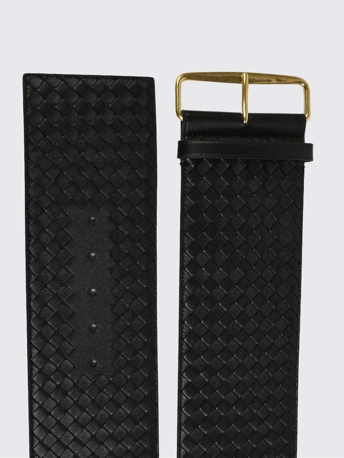 BOTTEGA VENETA 85 classic smooth leather belt with square buckle