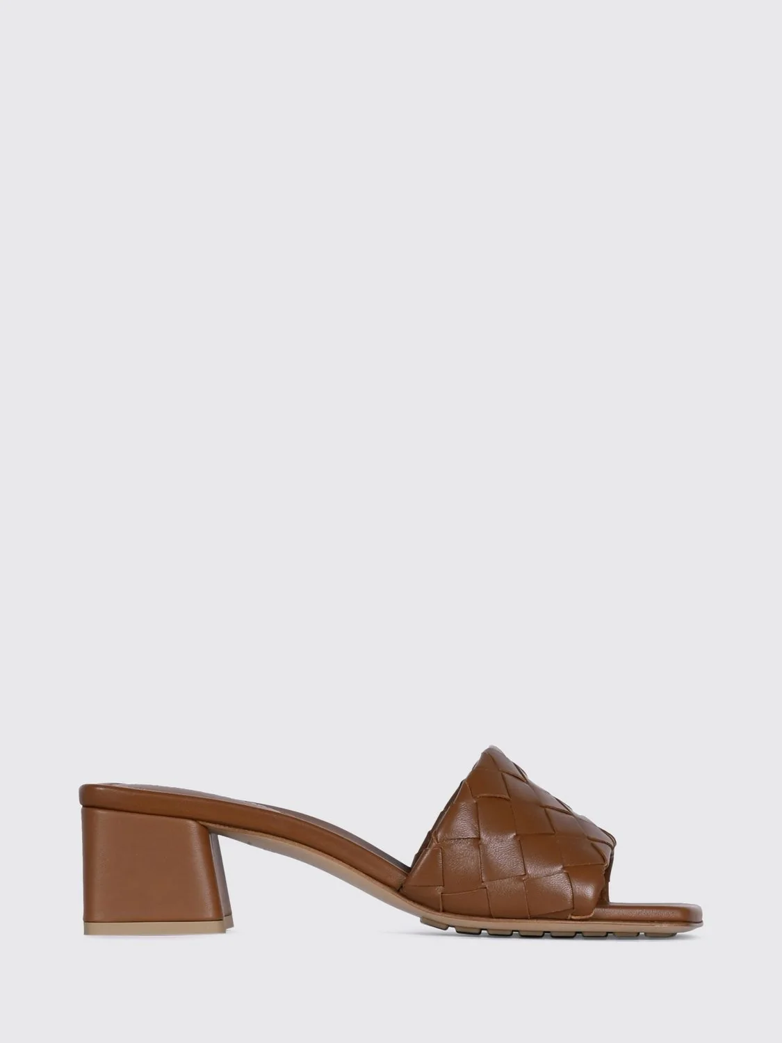BOTTEGA VENETA 37 parco intrecciato leather mule sandals with low block heel