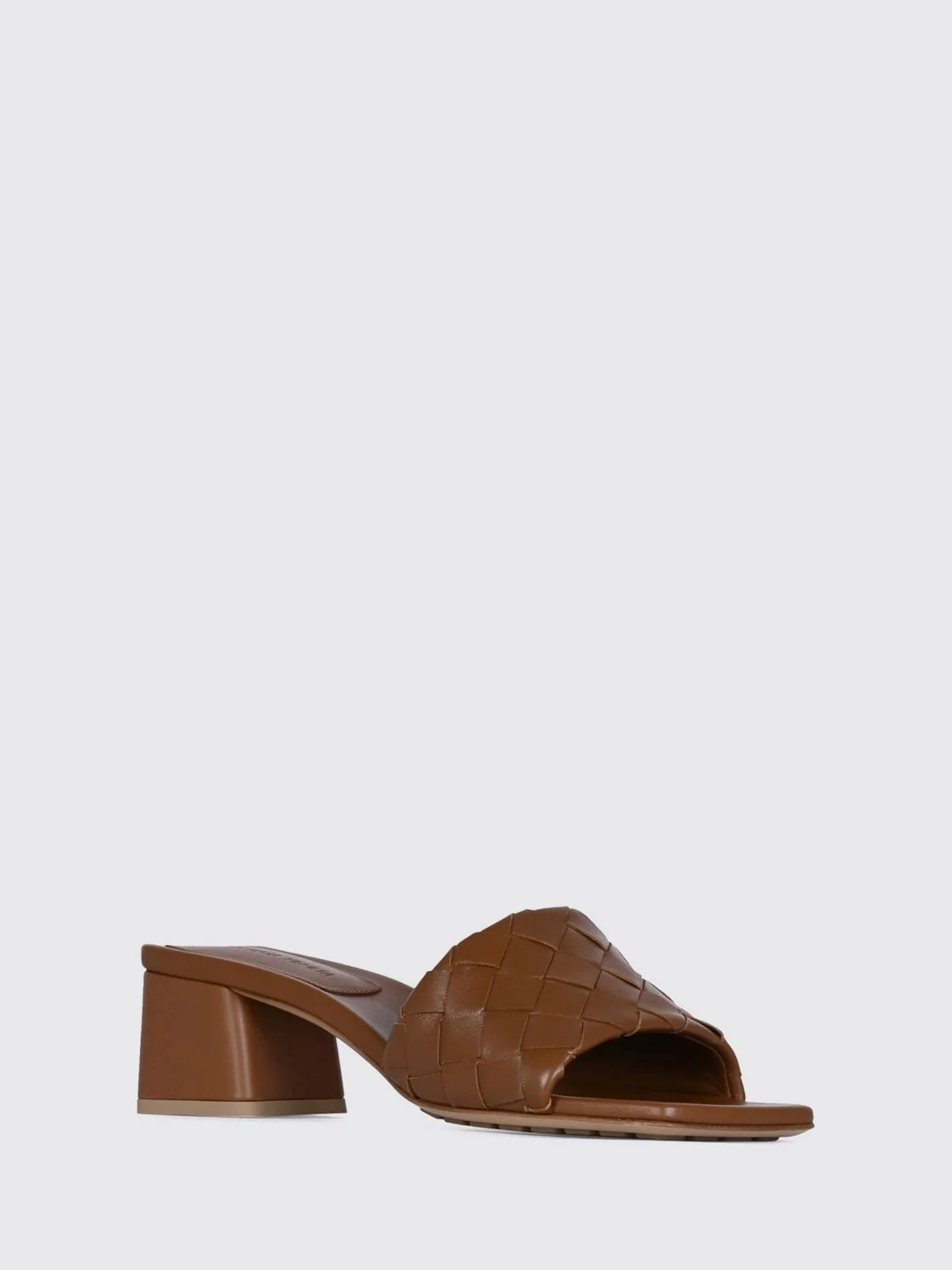 BOTTEGA VENETA 37 parco intrecciato leather mule sandals with low block heel