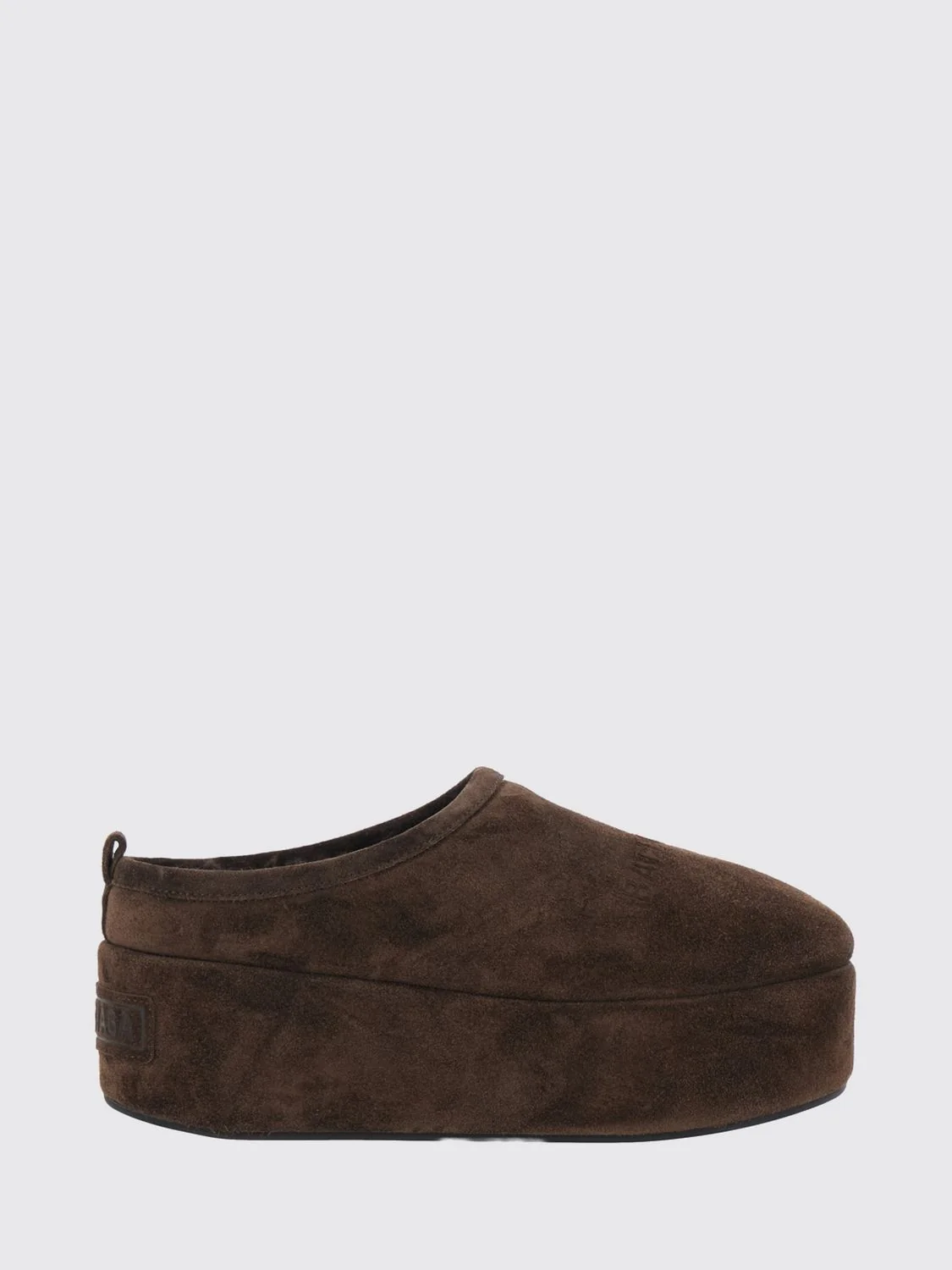 BALENCIAGA 36 alaska shearling-lined suede mules with wedge platform sole