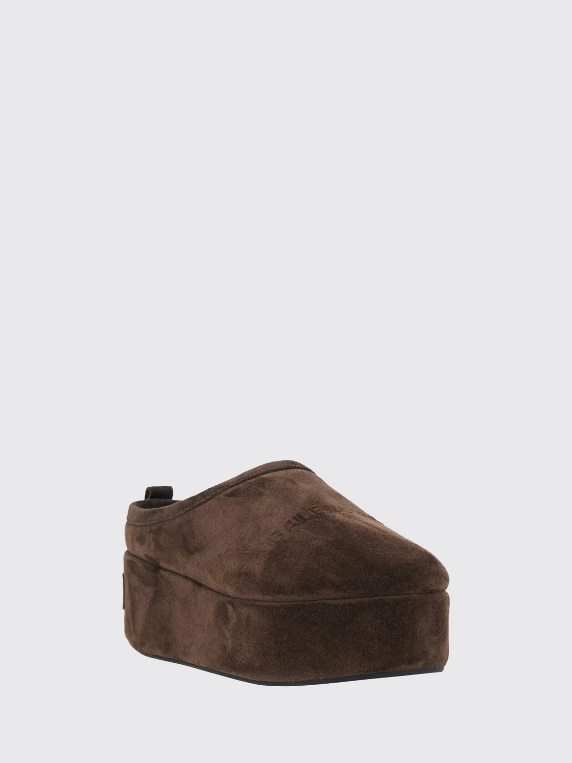 BALENCIAGA 36 alaska shearling-lined suede mules with wedge platform sole