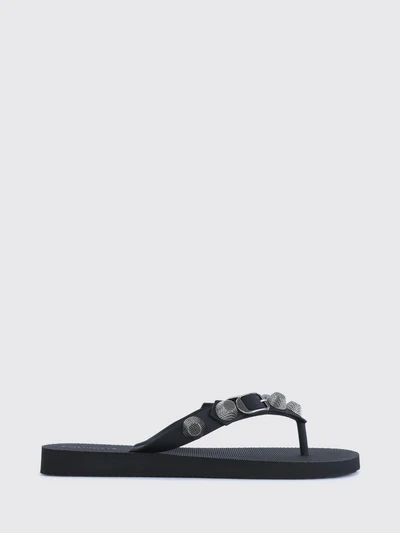 studded rubber thong sandals with decorative buckle