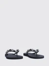 studded rubber thong sandals with decorative buckle