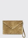 rockstud suede clutch with studs and wrist strap