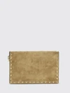 rockstud suede clutch with studs and wrist strap