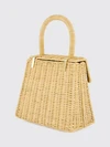 raffia handbag with top handle and gancini metal clasp
